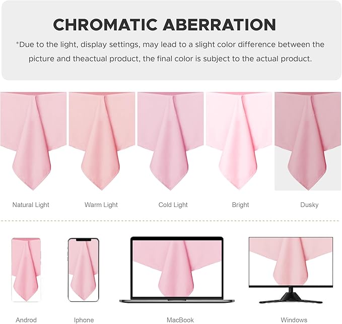 sancua Rectangle Tablecloth - 60 x 120 Inch - Stain and Wrinkle Resistant Washable Polyester Table Cloth, Decorative Fabric Table Cover for Dining Tables, Buffet Parties and Camping, Pink