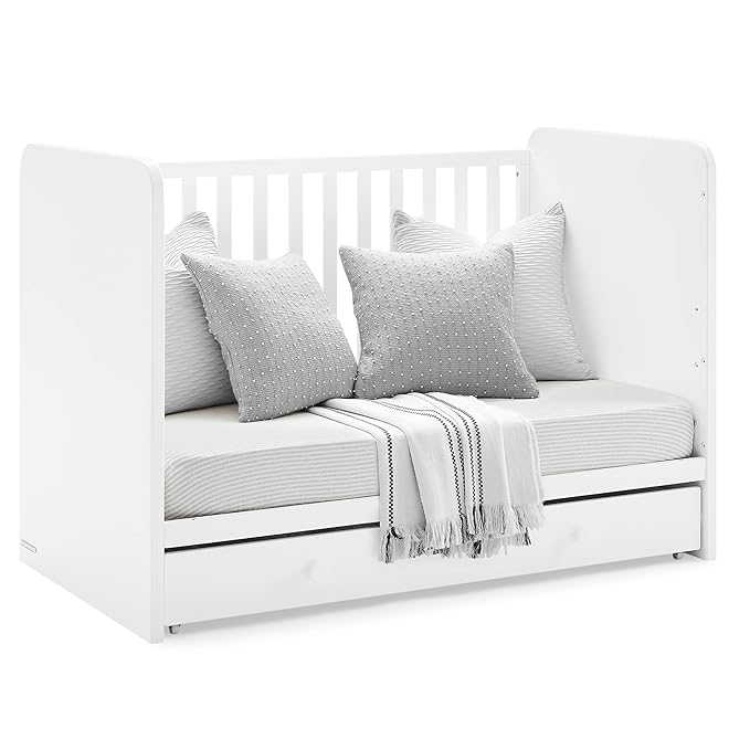 Delta Children babyGap Graham 4-in-1 Convertible Crib with Storage Drawer + Brannan Bear Bookcase with Bins + Brannan Bear Wall Shelf with 4 Hooks, Bianca White (Bundle)