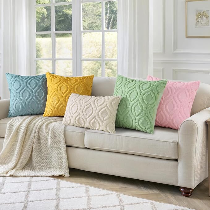 decorUhome Throw Pillow Covers 16x16 Inch Set of 2, Soft Plush Decorative Faux Fur Light Pink Solid Couch Pillow Covers, Accent Farmhouse Neutral Square Euro Pillow Cases for Sofa Bed Living Room
