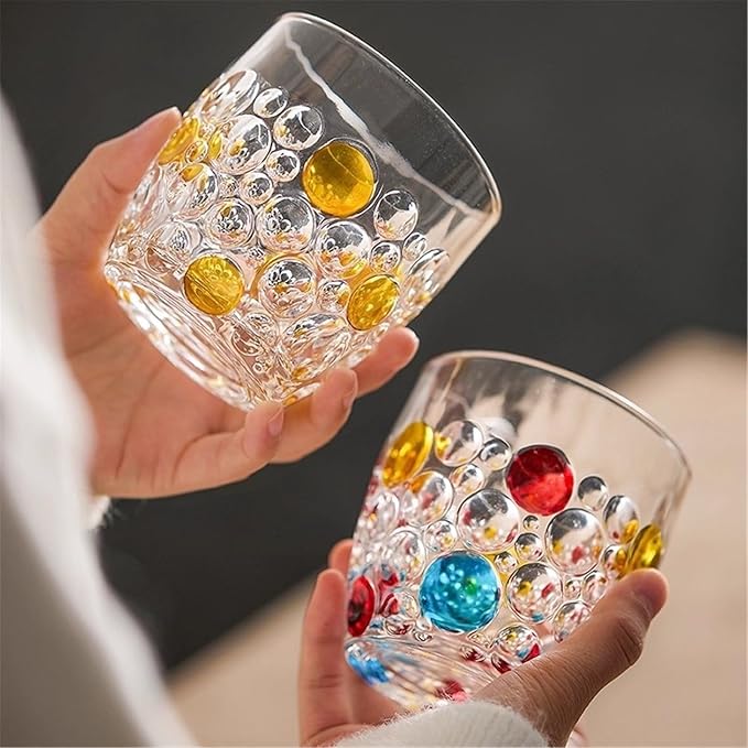 drinking glassware 10.5oz Drinking Glasses Handmade Multicolor Glassware(Multi-colored)