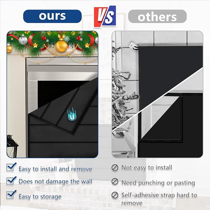 Fireplace Cover, Magnetic Fireplaces Blocker Blanket Stops Heat Loss, Indoor Fireplace Draft Stopper Save Energy, Magnetic Fire Place Draft Cover for Iron Fireplaces Frame (42"x32")