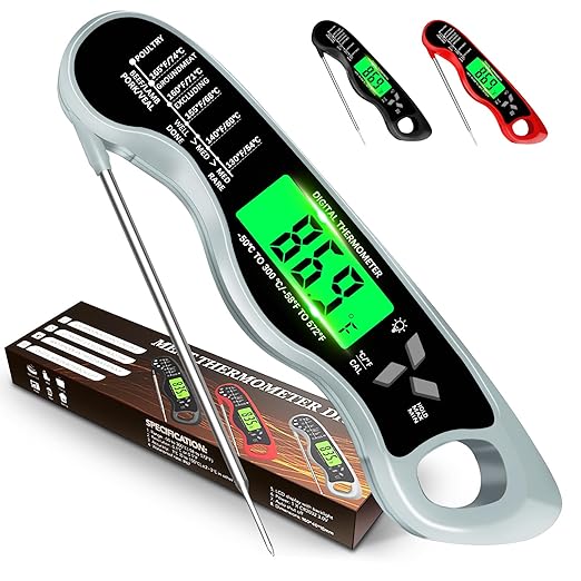 Meat Thermometer Digital,IP67 Waterproof Cooking Thermometer with Backlight, Calibration & Hold Function,Food Thermometer for Cooking,Outdoor Grilling,Suitable as Stocking Stuffers for Men