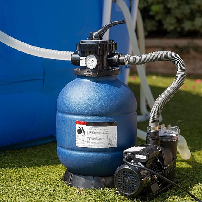 XtremepowerUS 13" Sand Filter Tank for 10000GAL Above Ground Pools 2400GPH Swimming Pool Pump Pressure Gauge
