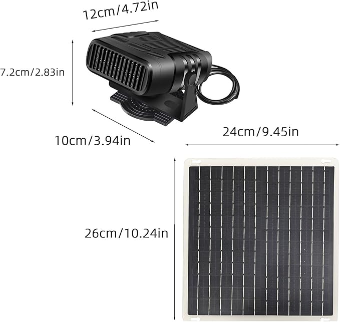 Sorandy Solar Panel Car Heater, Portable Efficient Solar Energy Heating Fast Heating Defroster with Temperature Control for Automotive Defrosting, Chicken Coop Greenhouse