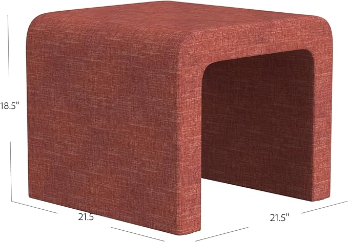 Modern Channel Pink Chenille Foot Stools Ottoman Home Décor, Soft Ottoman Foot Rest Chair for Bedroom and Living Room, Vanity Chair and Stool in Dressing Area, and Lounge