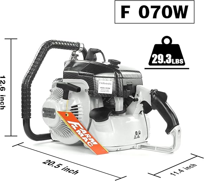 FARMMAC F070W Gas Chainsaw with 42 Inch Alloy Solid Bar, 105cc 2-Cycle Gasoline Power Chain Saws, 4.8KW 6.5HP Power Chain Saw, All Parts Compatible with MS070 090 (F070W WITH 42 INCH BAR/CHAIN)