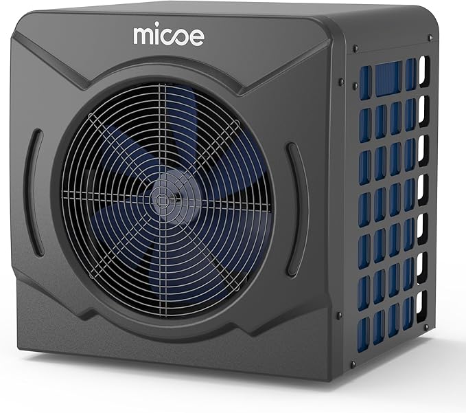 MICOE 17000 BTU Pool Heater for Above Ground, Swimming Pool Heat Pump Heating or Cooling, Titanium Heat Exchanger,Ultra Quiet 50dB, 120V with Easy Install Kit