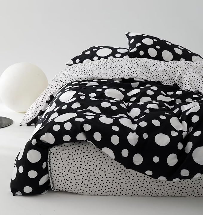 White Polka Dots Comforter California King Black White Dots Print Reversible Gingham Cal King Bedding Comforter Set Boys Girls Black White Bed Sets Soft 3Pcs Cal King Comforter Sets