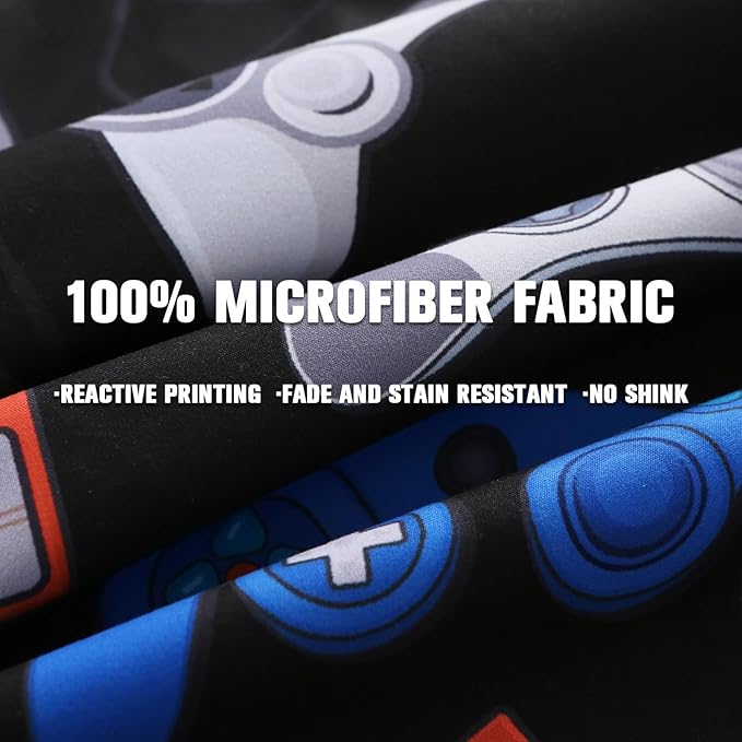 6Pcs Game Console Comforter Set with Sheets for Boys Girls Kids Teens, Gamepad Collection Themed Bed in A Bag Full Size, 3D Video Gamer Controller Bedroom Decor Bedding Set