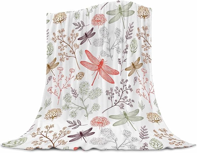 Dragonfly Baby Blanket 30x40 Inches - Super Soft Flannel Throw for Nursery & Strollers - Cute Dragonfly Gifts for Women New Moms - Lightweight Fleece Blankets for Toddlers & Infants
