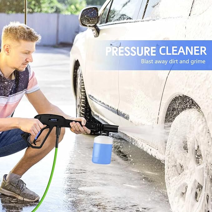 Pressure Cleaner 5000 PSI 2.8 GPM High Power Cleaners with 33ft Pressure Hose, 4 Nozzle and Foam Cannon, for Home, Cars, Fences, Patio (Green)