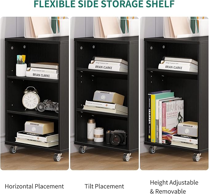 YITAHOME Mobile Wood File Cabinet, 3 Drawer Lateral Filing Cabinet, Black