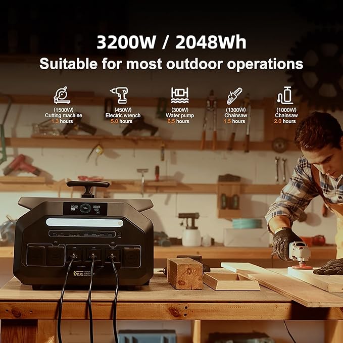 IEE 3200W/2048Wh Solar power station With 400W Solar Panel,P3200 Solar Generator(6400W Peak),1800W Super Fast Charging,APP Control Emergency Power Station for Home, Camping, Power Outages