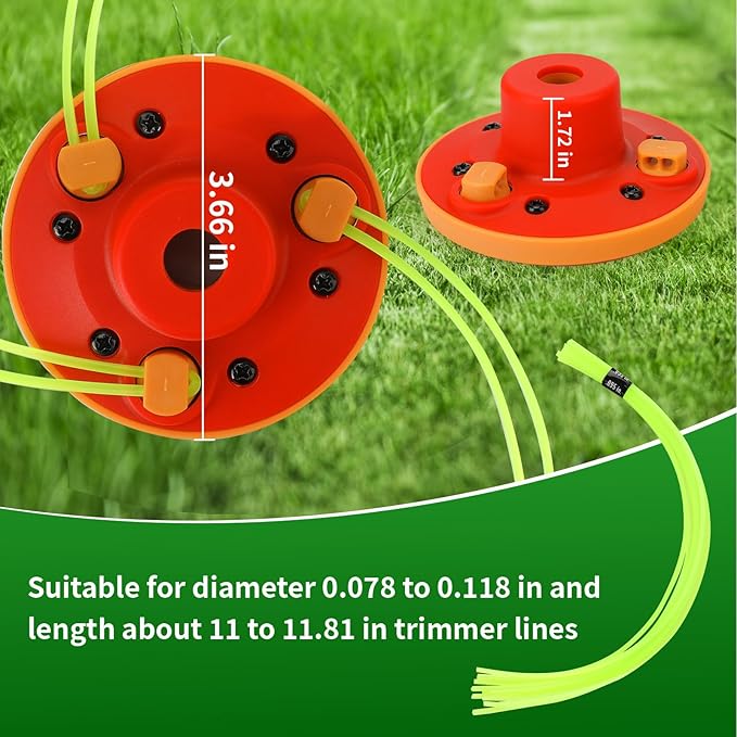 Quintillus Universal Weed Eater Head,H09 Weed Wacker Head Grass Trimmer Head Compatible with Ego, Ryobi,Echo,Weed Warrior with 12pc 11in / .095" Triangle Trimmer Line (Not for Kobalt)