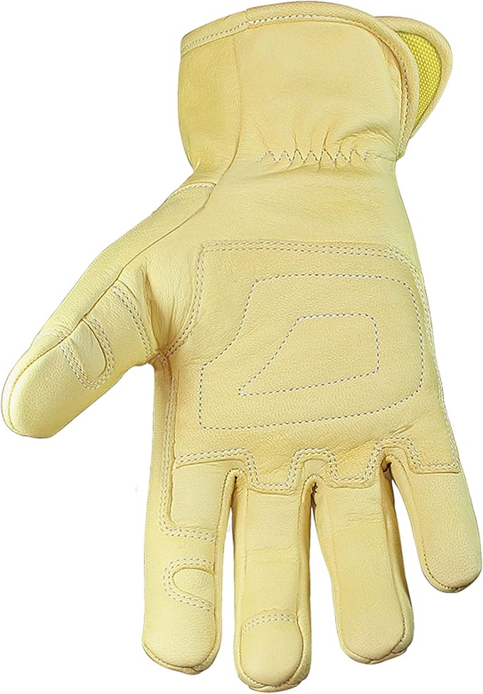 Youngstown Glove Leather Ground Utility Gloves for Men - Kevlar Lined - Cut, Puncture, Flame Resistant, Arc Rated, - Tan, Medium