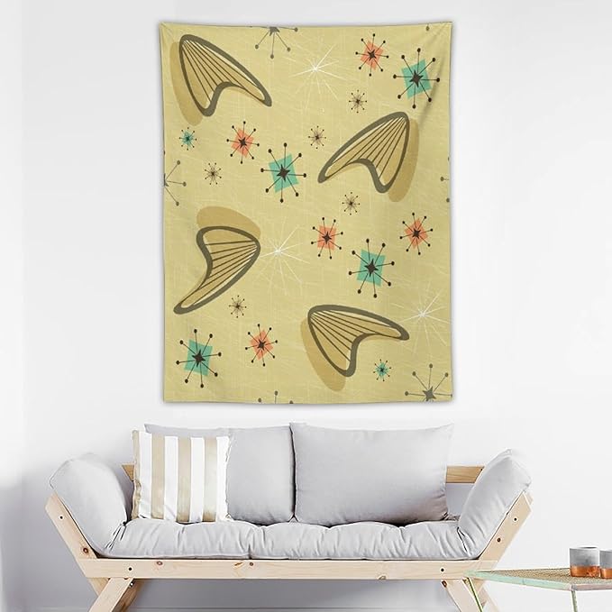 ICMOLYYENLO Boho Medieval Cat Tapestry, Abstract Atomic Starburst Geometric Aesthetic Art Wall Hanging For Bedroom Living Room Dormitory 60x80 Inches