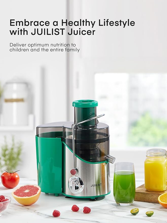 Juicer Machines, Juilist 3" Wide Mouth Juicer Extractor, for Vegetable and Fruit with 3-Speed Setting, 400W Motor, Easy to Clean, Green