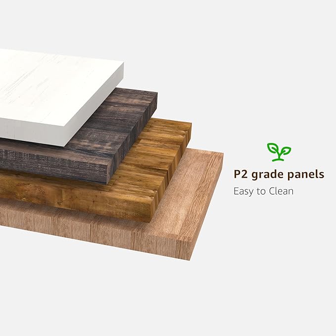 OKD 48" Modern Farmhouse Coffee Table, Wooden Living Room Table with Hidden Storage Drawer, Rustic Rectangular Center Tables w/Wood Thick Design for Living Room, Office, Dark Rustic Oak