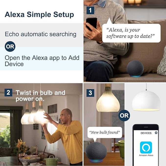 Sengled Alexa Light Bulbs, 75W Equivalent, S1 Auto Pairing with Alexa Devices, Smart Light Bulb that Work with Alexa, Bluetooth Mesh Smart Home Lighting, Multicolor Dimmable, No Hub Required,4-Pack