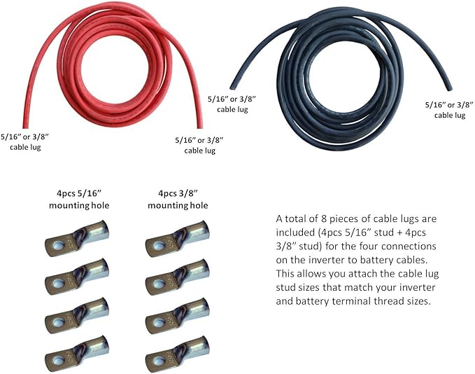 WindyNation 6 Gauge AWG (6 Feet Black + 6 Feet Red) Power Inverter Battery Cable Wire Kit for DC to AC Inverters RV, Car, Solar, Marine, Off-Grid