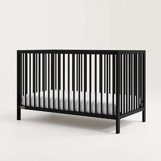 Graco Teddi 5-in-1 Convertible Crib (Black) – GREENGUARD Gold Certified, Converts to Daybed, Toddler & Twin Bed with Headboard and Footboard, Adjustable Mattress Height