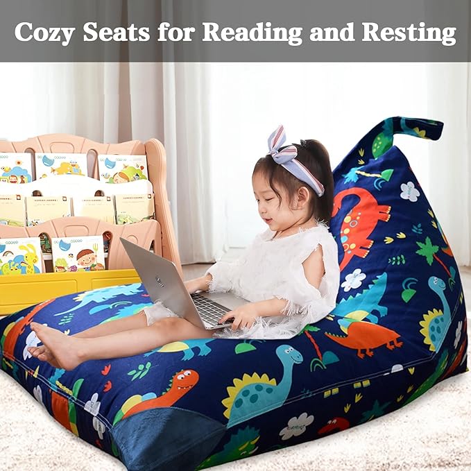 Jorbest Stuffed Animal Storage Bean Bag Chair for Kids Adults, Stuffed Animal Bean Bag Storage, Dinosaur Bean Bag Stuffed Animal Storage, Dinosaur Kids Bean Bag Chair Cover - Cover ONLY (200L/52 Gal)