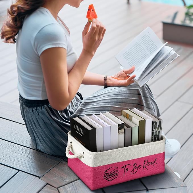 Marsui Book Lover Gifts Tbr Book Storage Basket to Be Read List Storage Bin Bookish Accessories Bookworm Gift for Club Members Student Teacher Reading Accessories