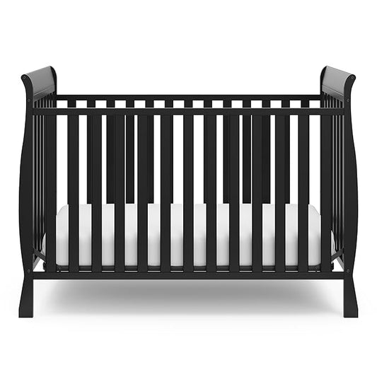 Storkcraft Maxwell Convertible Crib (Black) – GREENGUARD Gold Certified, Converts to Toddler Bed and Daybed, Fits Standard Full-Size Crib Mattress, Classic Crib with Traditional Sleigh Design