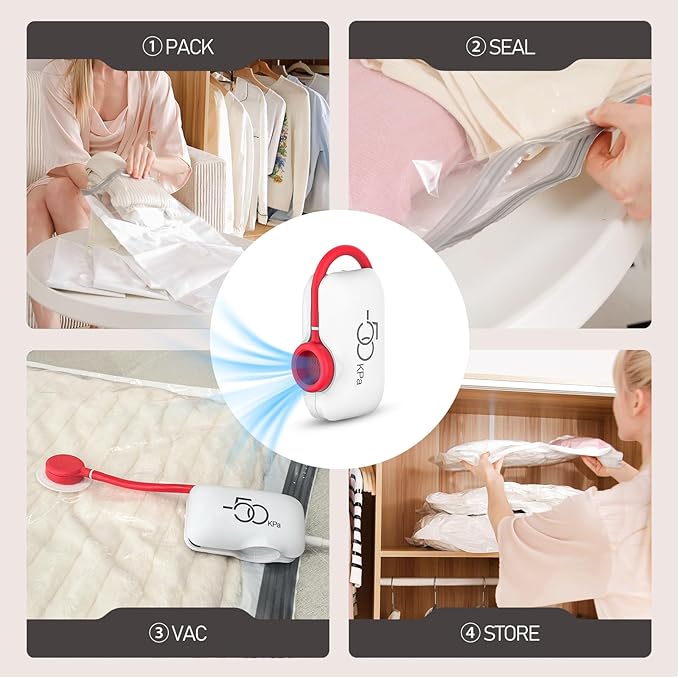 Vacuum Storage Bags for Travel, 8 Pack Vacuum Seal Bags for Clothing Travel, Vacuum Sealer Bags with High Pressure Electric Pump, Portable Space Saver Bags for Luggage Traveling