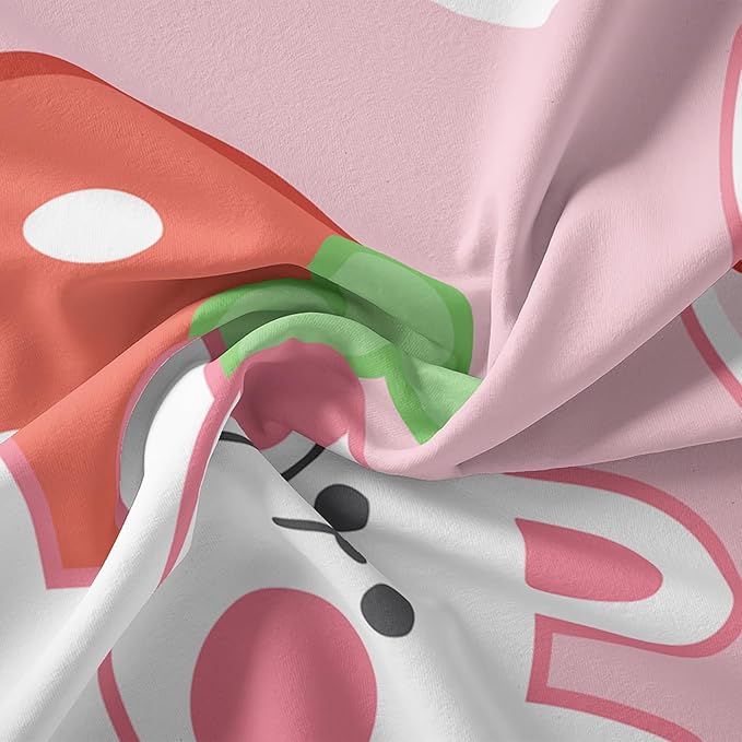 Strawberry Rabbit Comforter Set for Kids Teens Girls Women,Pink Bunny Kids Comforter,1 Comforter with 2 Pillowcase, Microfiber 3 Piece Bedding Set,for All Seasons(Pink,King Size)
