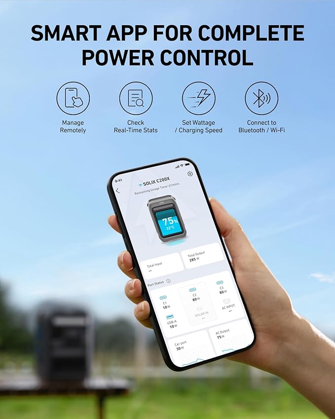 Anker SOLIX C200X Portable Power Station, 230.4Wh LiFePO4 Battery, 300W (600W Surge) Solar Generator, 140W Two-Way Fast Charging, For Outdoor Camping, Traveling, and Emergencies