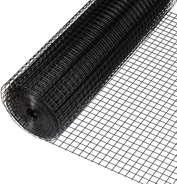 Fencer Wire 16 Gauge Black Vinyl Coated Welded Wire Mesh Size 1 inch by 1 inch for Home and Garden Fence and Pet Enclosures Protect Chickens Rabbits and Farmed Animals (c) 3 ft. x 50 ft.