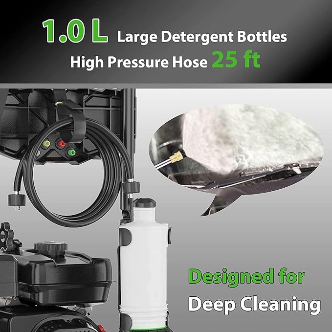 4200PSI Gas Pressure Washer 4.0GPM Gas Power Washer 212CC Gas Powered Washing Machine Commercial High Pressure Washer with 25ft Hose&5 Nozzles for Patio Garden Yard Vehicle,EPA/CARB/ETL
