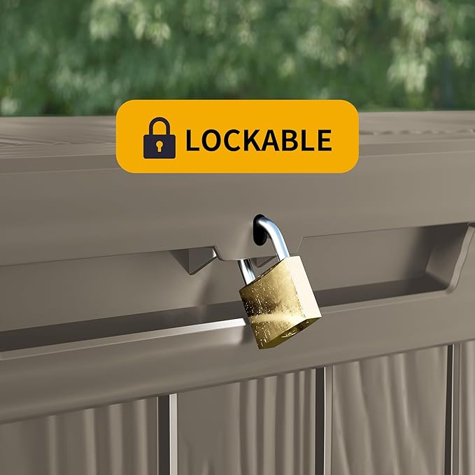 180 Gallon Outdoor Storage Box Waterproof Lockable Resin Deck Box Large, Patio Storage Bin for Pool Accessories Cushion Furniture, Garden Tools, UV-Resistant Outside Delivery Grey