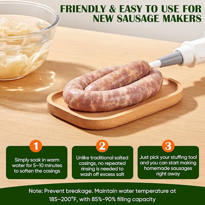 Edible Drying Natural Sausage Casing, Sausage Casings for Flavorous Homemade Sausages Ham,Breakfast Sausage,Italian Sausage,Knoblewurst,Pepperoni,Bologna Sausage and Most Sausage-8m/26ft,Φ36mm