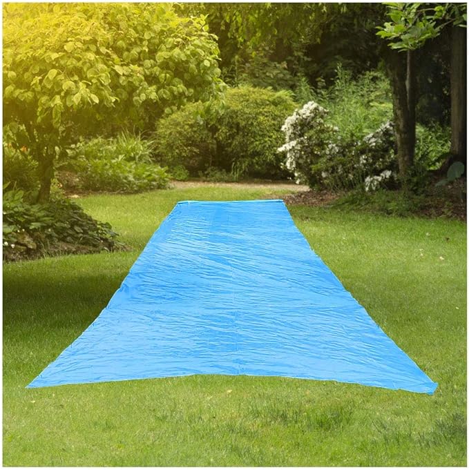 RESILIA - Super Slip Lawn Water Slide Giant, 75 Feet Long x 12 Feet Wide, for Adults and Teens, Powder Blue with Hold Steady Stakes, Made in The USA