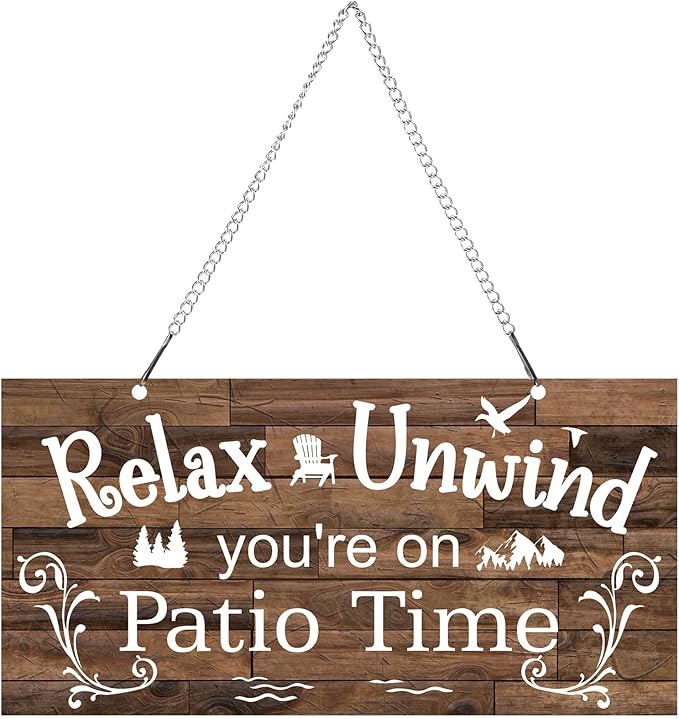 Hotop Patio Decor Patio Sign Decorations Outdoor Metal Porch Wall Decor Rustic Farmhouse Wall Art for Backyard Porch Balcony Gazebo Accessories(12 x 6",Brown)