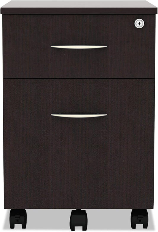 Alera ALEVABFES Valencia Series 15.88 in. x 19.13 in. x 22.88 in. Mobile Box/File Pedestal - Espresso