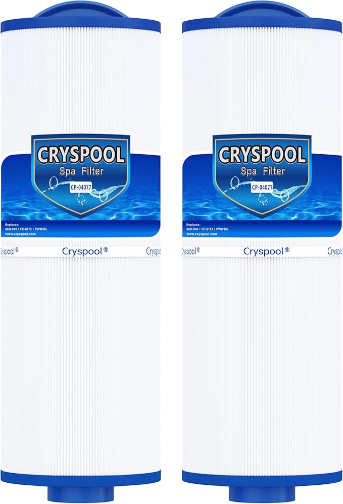 Cryspool® 04077 Compatible with Cal Spa Filters, 4CH-949, PWW50L, FC-0172, Rising Dragon, Dynasty Spas, 50 Sq. Ft Hot Tub Replacement Filter Cartridge, 2 Pack