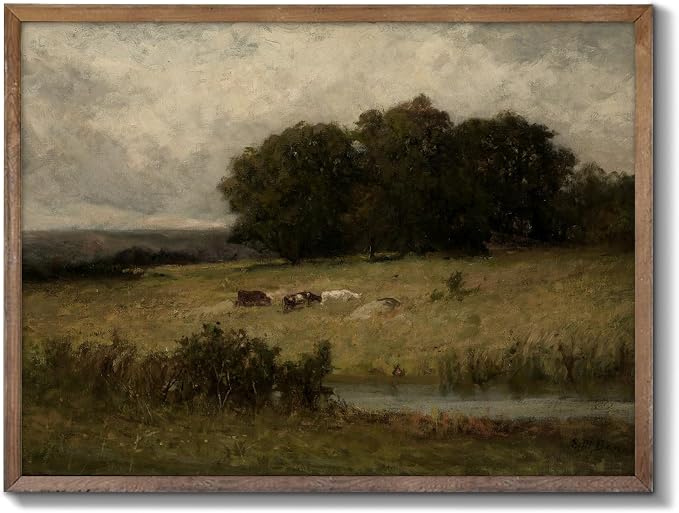 XOCUUI Unframed Canvas Wall Art Vintage Decor, Home Decor Vintage Landscape Oil Painting Canvas Wall Art Decorations for Living Room Kitchen Office Farmhouse Bathroom Decor, 8"x10"