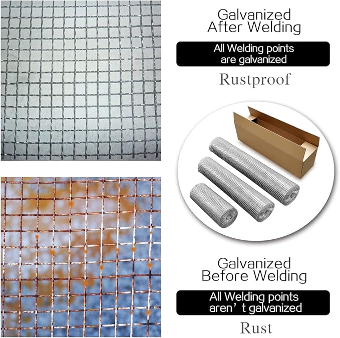 Hardware Cloth 16'' x 20' 1/4 in Galvanized Wire Mesh Roll (23 GA) Chicken Wire Fence Roll for Chicken Pen/coop Fences, Screen mesh, Rabbit/Snake Fences, Poultry enclosures, Handicraft Making, etc.