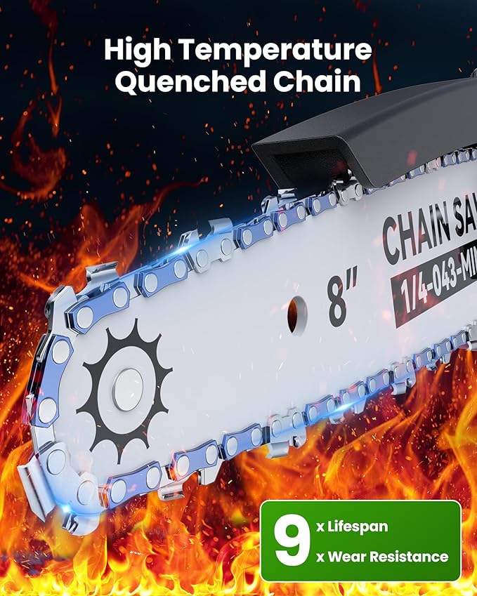 Mini Chainsaw Cordless, 8 inch & 6 inch Electric Chain Saw with 2 Pack Rechargeable Batteries, Battery Powered Handheld Saw for Trees Trimming Wood Cutting, Perfect Gardening Tools for Men Dad Husband