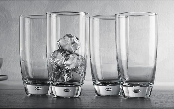 Glaver's Highball Glasses Set Of 4, 16 Oz. Drinking Glasses, Unique Water Glass Cups For Juice, Cocktails, Soda, Heavy Bottom Tumbler Glass