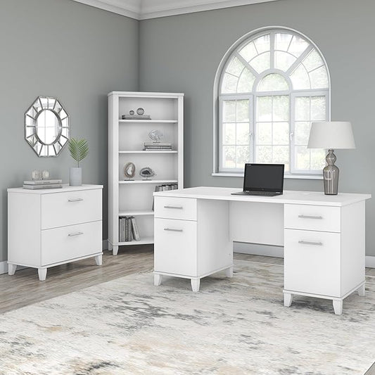 Bush WC81980 Somerset 2-Drawer Lateral File Cabinet, Letter/Legal, White, 30-Inch