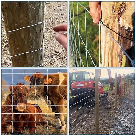 Farm Fence, 4ft X 33ft Wire Fence, Goat Cattle Deer Livestock Fence, Galvanized Woven Hog Wire Fencing,Fencing for Yard and Animals Protection