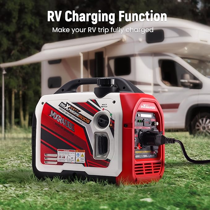 maXpeedingrods 4000 Watt Inverter Generator Portable, Bluetooth® App Remote Data Monitor, RV Ready, Gas Powered Generator with CO Alarm for Outdoor Camping, Home Backup