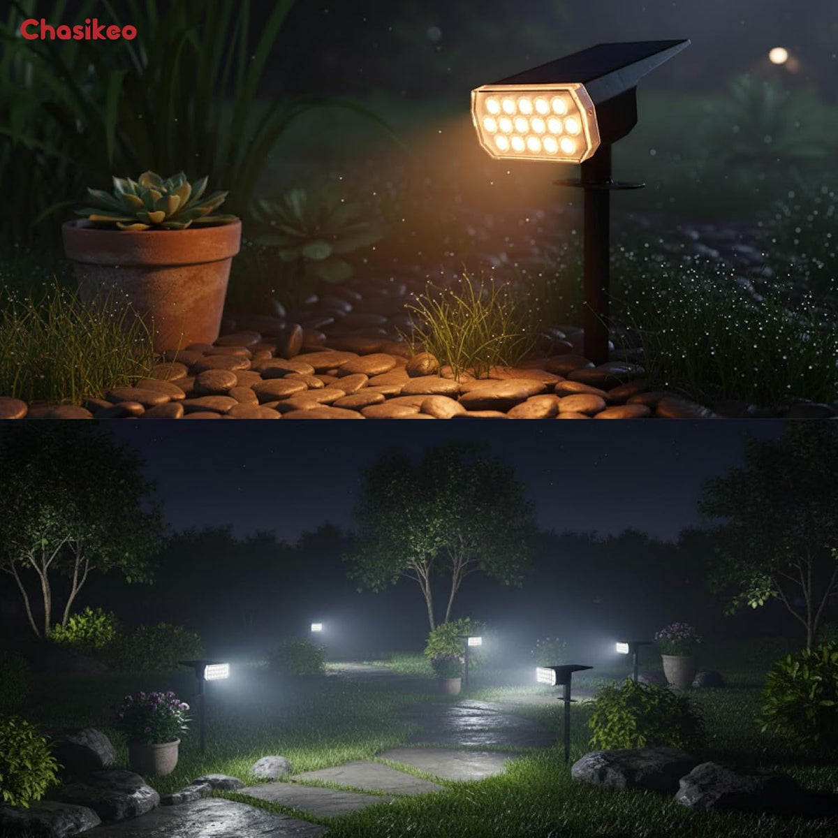 Solar Lights Outdoor Waterproof, 3 Lighting Modes Solar Spot Lights Outdoor | LED Solar Spotlights, Ultra Bright Dusk-to-Dawn Uplights for Garden, Landscape, Yard, Pathway, IP65, Auto On/Off