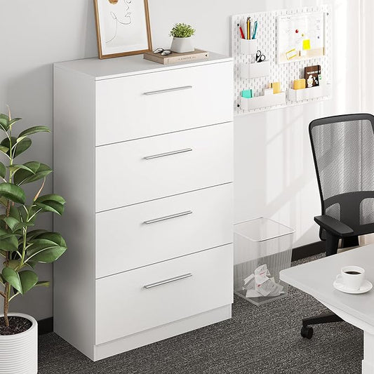 YITAHOME 4 Drawer Lateral Filing Cabinet,Dressers & Chests of Drawers for Bedroom,Printer Stand Vertical Storage Cabinet Fits Letter, A4, Legal Size for Home Office Organization, White