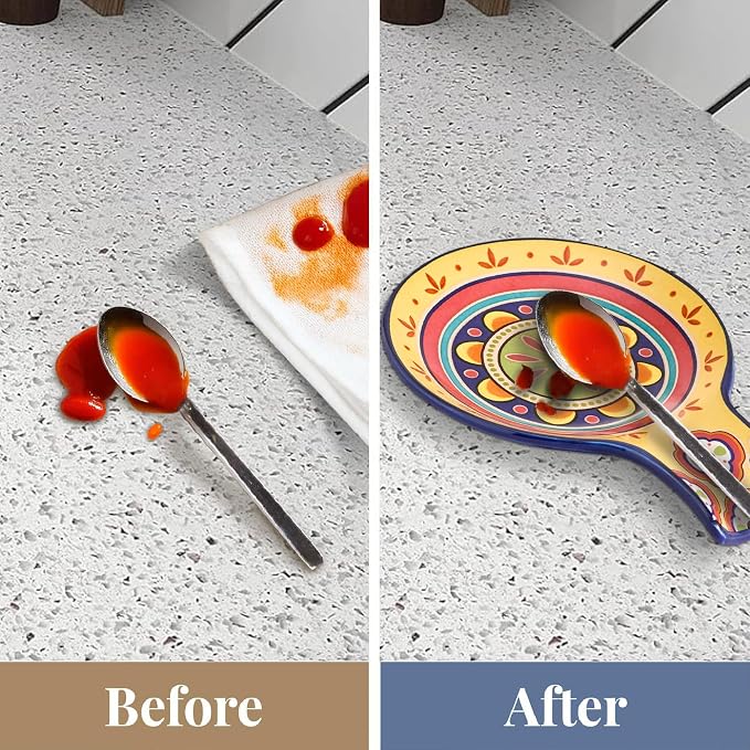 Bico Tunisian Spoon Rest for Stove Top, Ceramic Spoon Holder for Kitchen Counter, Easy to Clean Coffee Spoon Rest Dishwasher Safe, Kitchen Cooking Utensil Rest for Ladles Spatula
