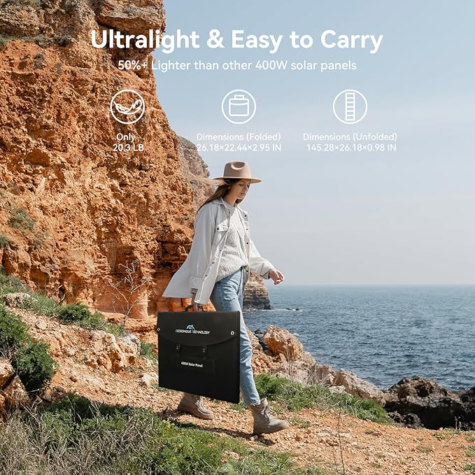 400W Portable Solar Panel for Most Power Stations, Foldable & Lightweight Solar Suitcase with Kickstands, 40V MC4 & Multi-Output for Solar Generators, RVs, Camping, and Outdoor Use